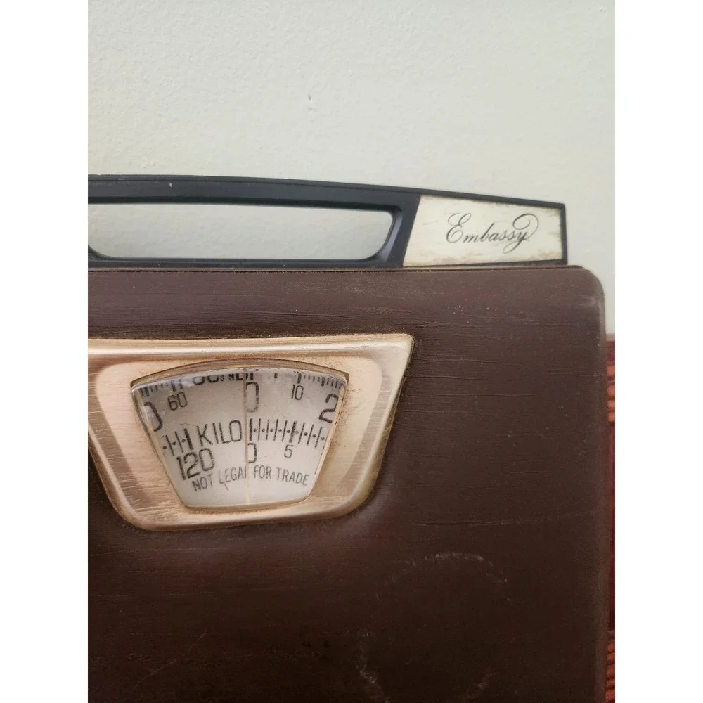 GUC Vintage Borg‎ blbathroom Scale Embassy Brown Leather MCM Retro